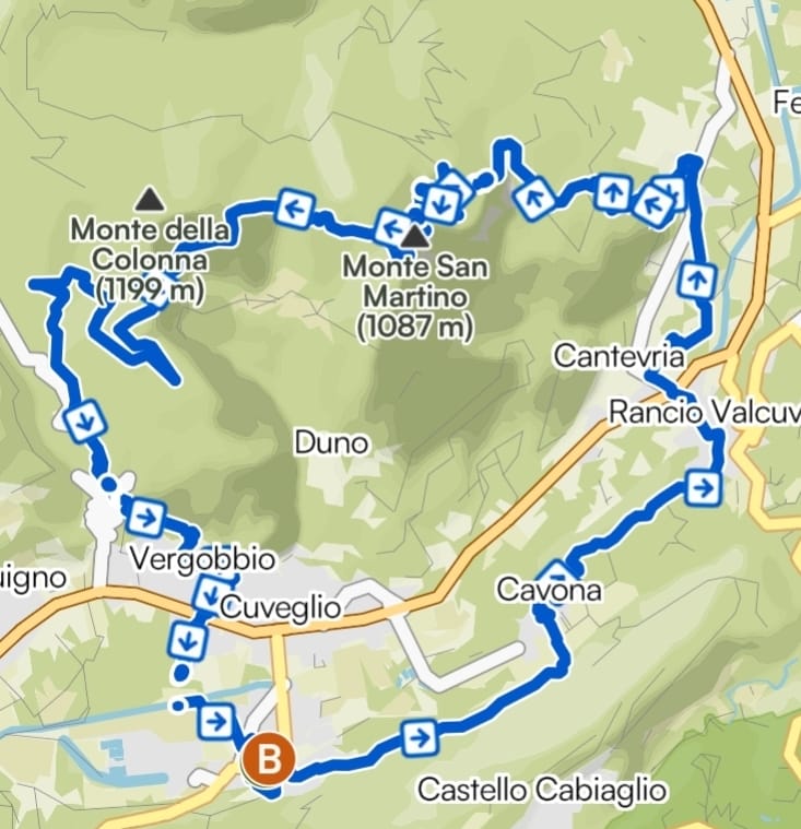 Mappa Percorso 25km San Martino Trail